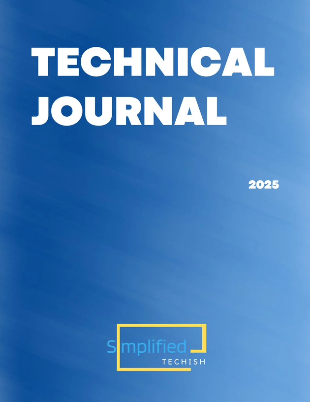 2025 Printed Technical Planner by Simplified Techish - blue cover with "Technical Journal" text.